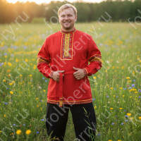 Рубаха Егорий, габардин, красный