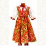 Сарафан с блузой Хохломские розы, габардин, хлопок- фото 1