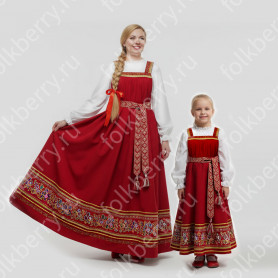 Сарафан с блузой Россея, габардин и хлопок, красный- фото 1